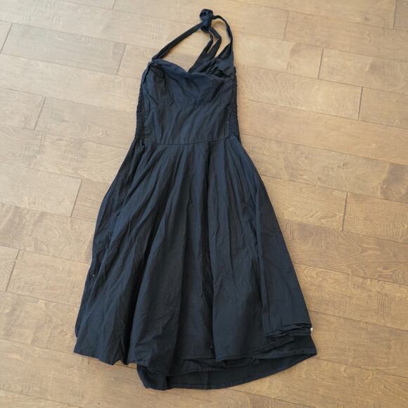 Trashy Diva Fit & Flare Dress Women Large Black Smocked Trim Wide Strap Back Zip - Picture 1 of 8